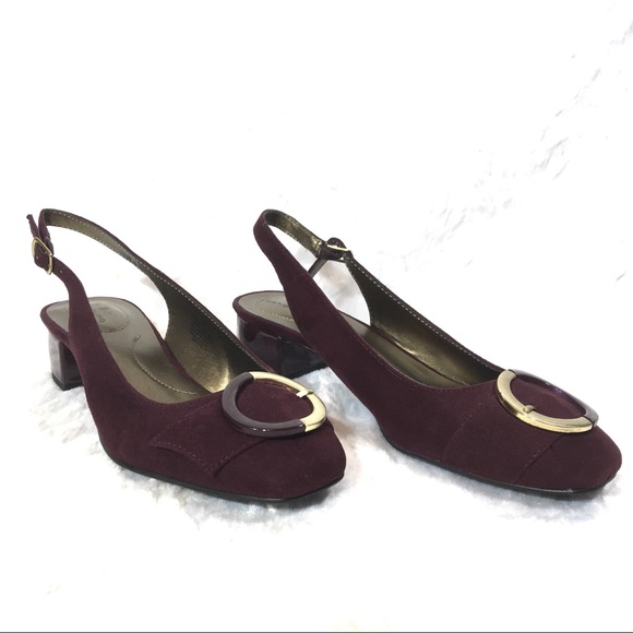 New! Bandolino Slingback Heels size 7 burgundy red - Picture 3 of 7